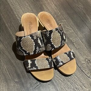 Madewell Women's Snakeskin Slide Sandals - Black and Tan
